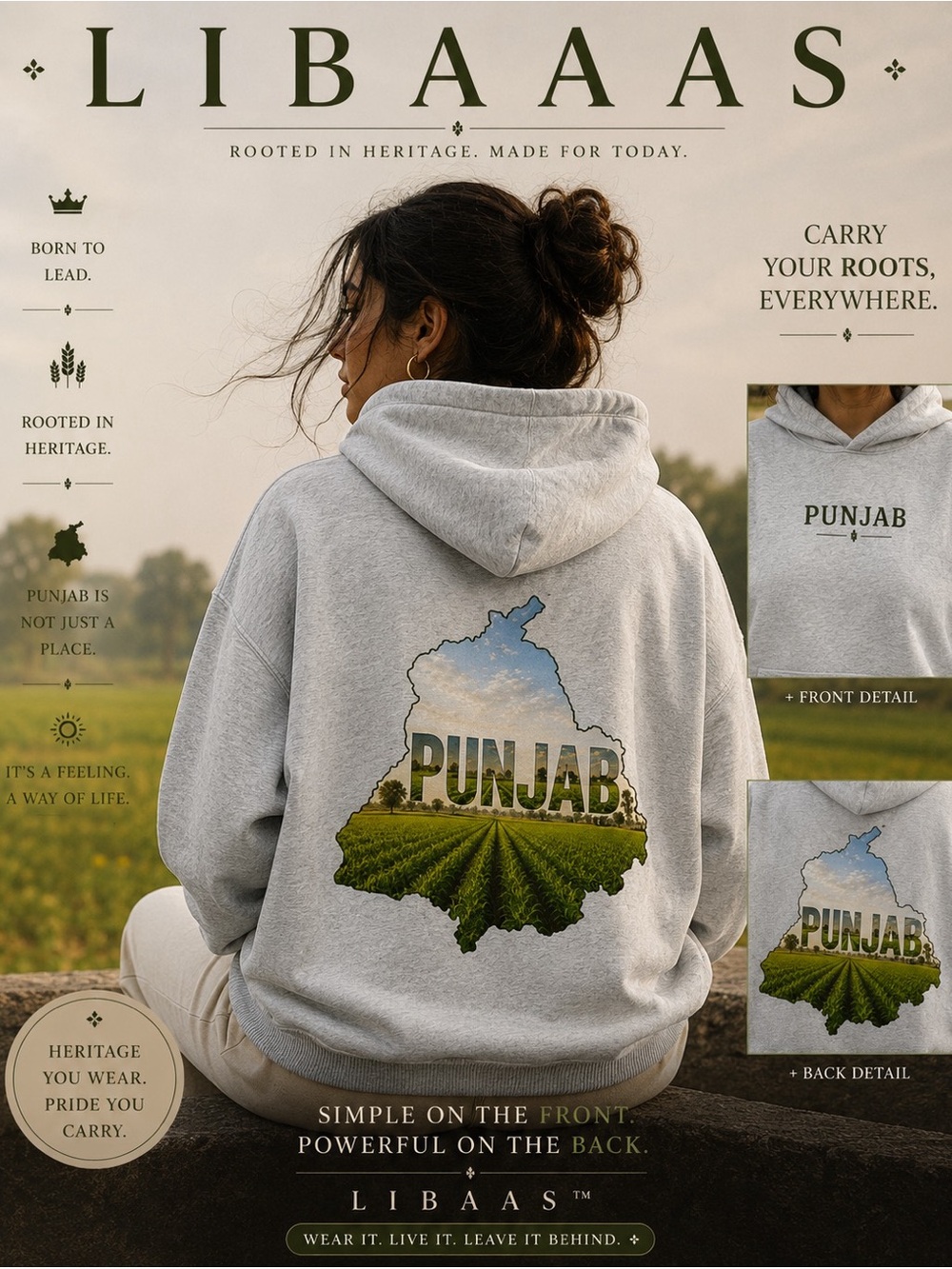 Women's Grey Punjab Graphic Hoodie Sweater